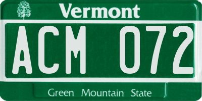 VT license plate ACM072