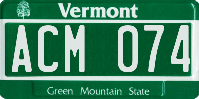 VT license plate ACM074