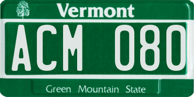 VT license plate ACM080