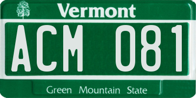 VT license plate ACM081