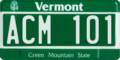 VT license plate ACM101