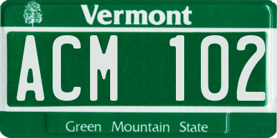VT license plate ACM102