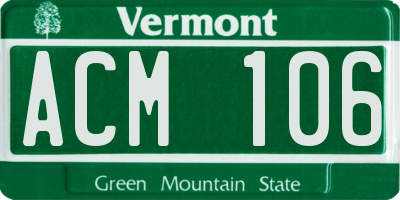 VT license plate ACM106