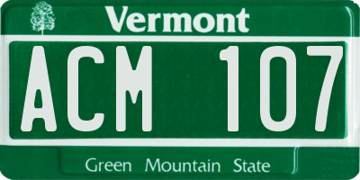VT license plate ACM107