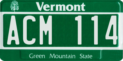 VT license plate ACM114