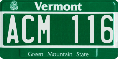 VT license plate ACM116
