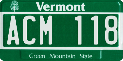 VT license plate ACM118