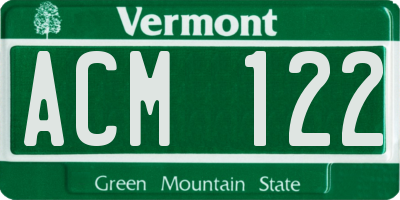 VT license plate ACM122