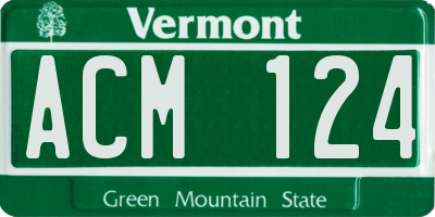 VT license plate ACM124