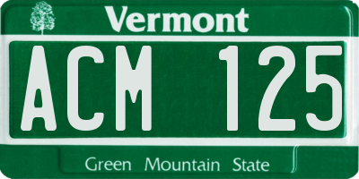 VT license plate ACM125