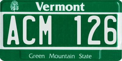 VT license plate ACM126