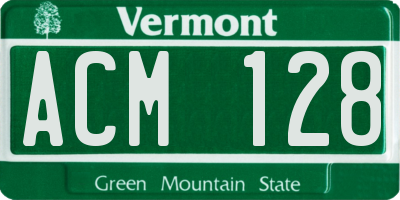 VT license plate ACM128