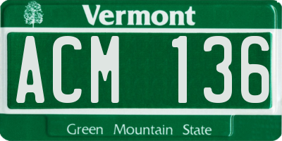 VT license plate ACM136