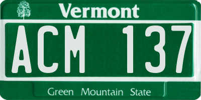 VT license plate ACM137