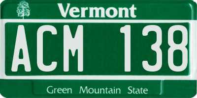 VT license plate ACM138