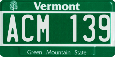 VT license plate ACM139