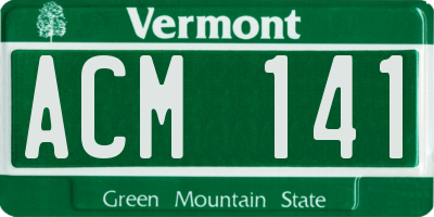 VT license plate ACM141