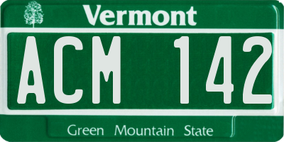 VT license plate ACM142