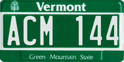 VT license plate ACM144