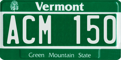 VT license plate ACM150