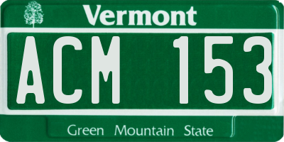 VT license plate ACM153
