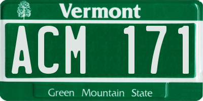 VT license plate ACM171