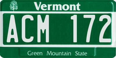 VT license plate ACM172