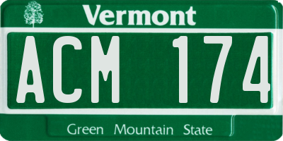 VT license plate ACM174