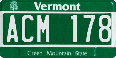 VT license plate ACM178
