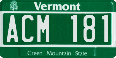 VT license plate ACM181