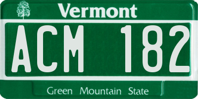 VT license plate ACM182