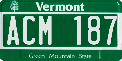 VT license plate ACM187