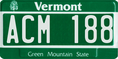 VT license plate ACM188