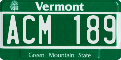 VT license plate ACM189