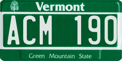 VT license plate ACM190