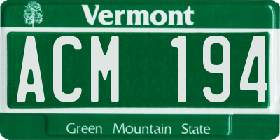 VT license plate ACM194