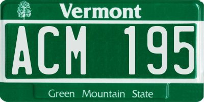 VT license plate ACM195