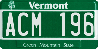 VT license plate ACM196