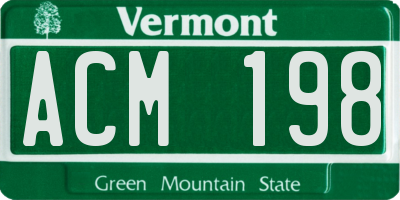 VT license plate ACM198