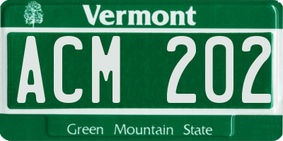 VT license plate ACM202