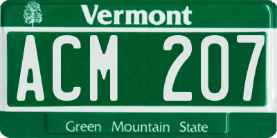 VT license plate ACM207