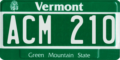 VT license plate ACM210