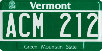 VT license plate ACM212