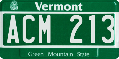 VT license plate ACM213