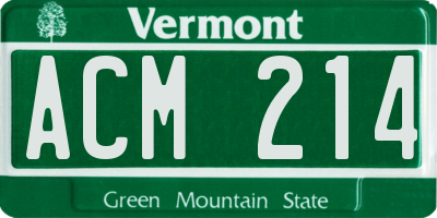 VT license plate ACM214
