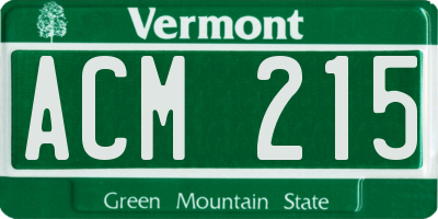 VT license plate ACM215