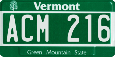 VT license plate ACM216