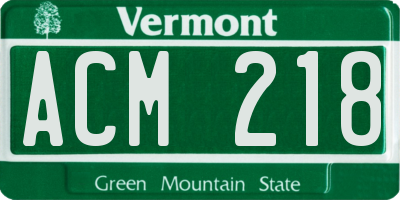 VT license plate ACM218