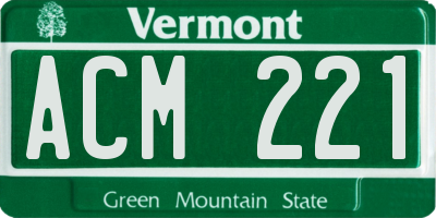 VT license plate ACM221