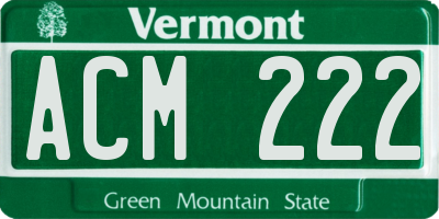 VT license plate ACM222